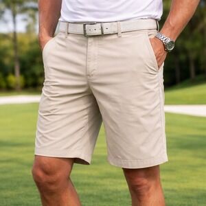 Redvanly Men Performance Golf Shorts S Beige Stretch Lightweight Flat Front Fit